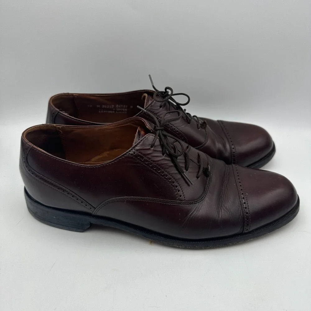 Bostonian Classics Oxford Mens 10 Burgundy Leather Cap Toe Brogue 20352